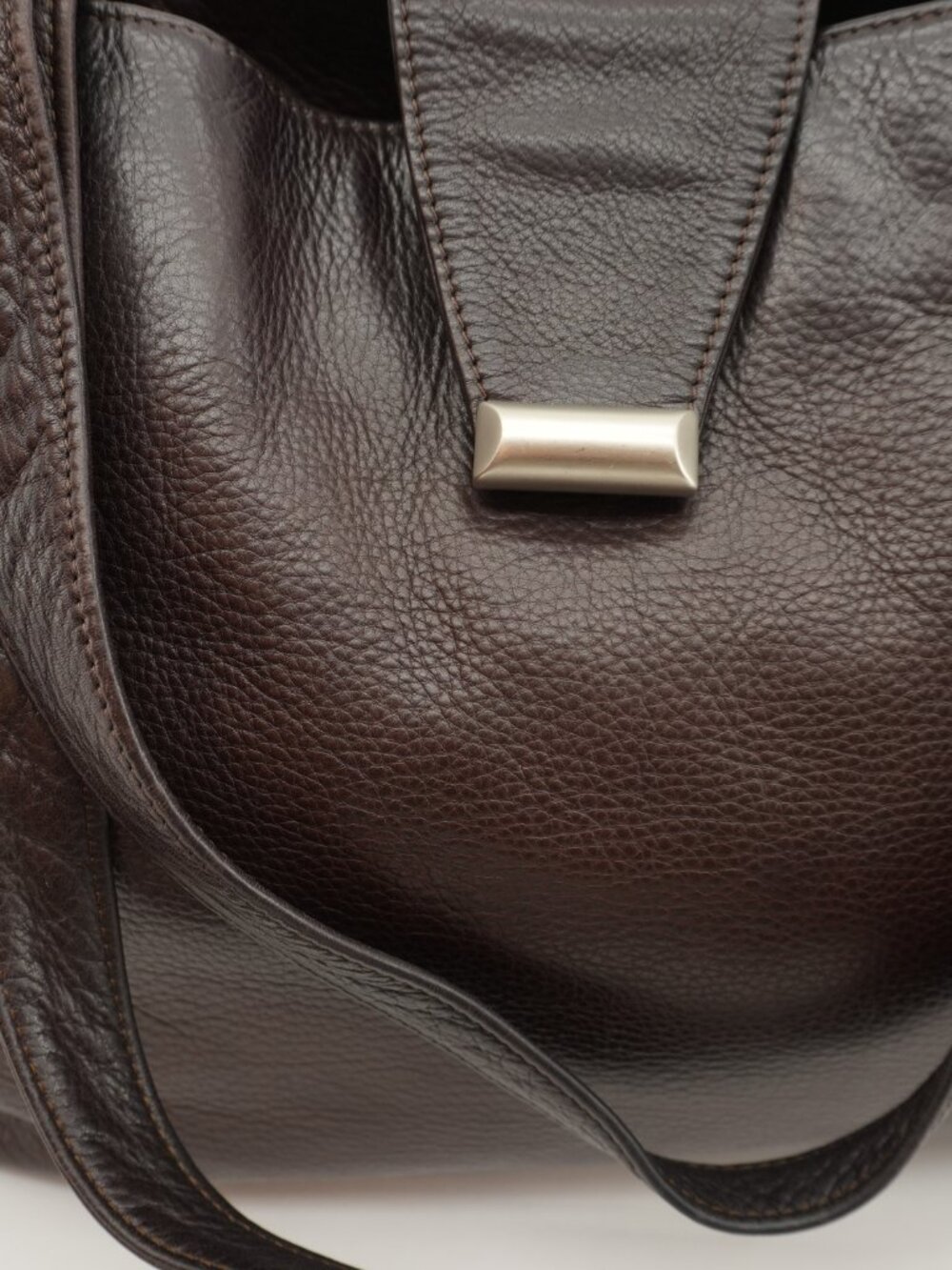 Large Leather Tote School Office Weekender Bag 90s Satchel Brown Travel Purse - Picture 10 of 15